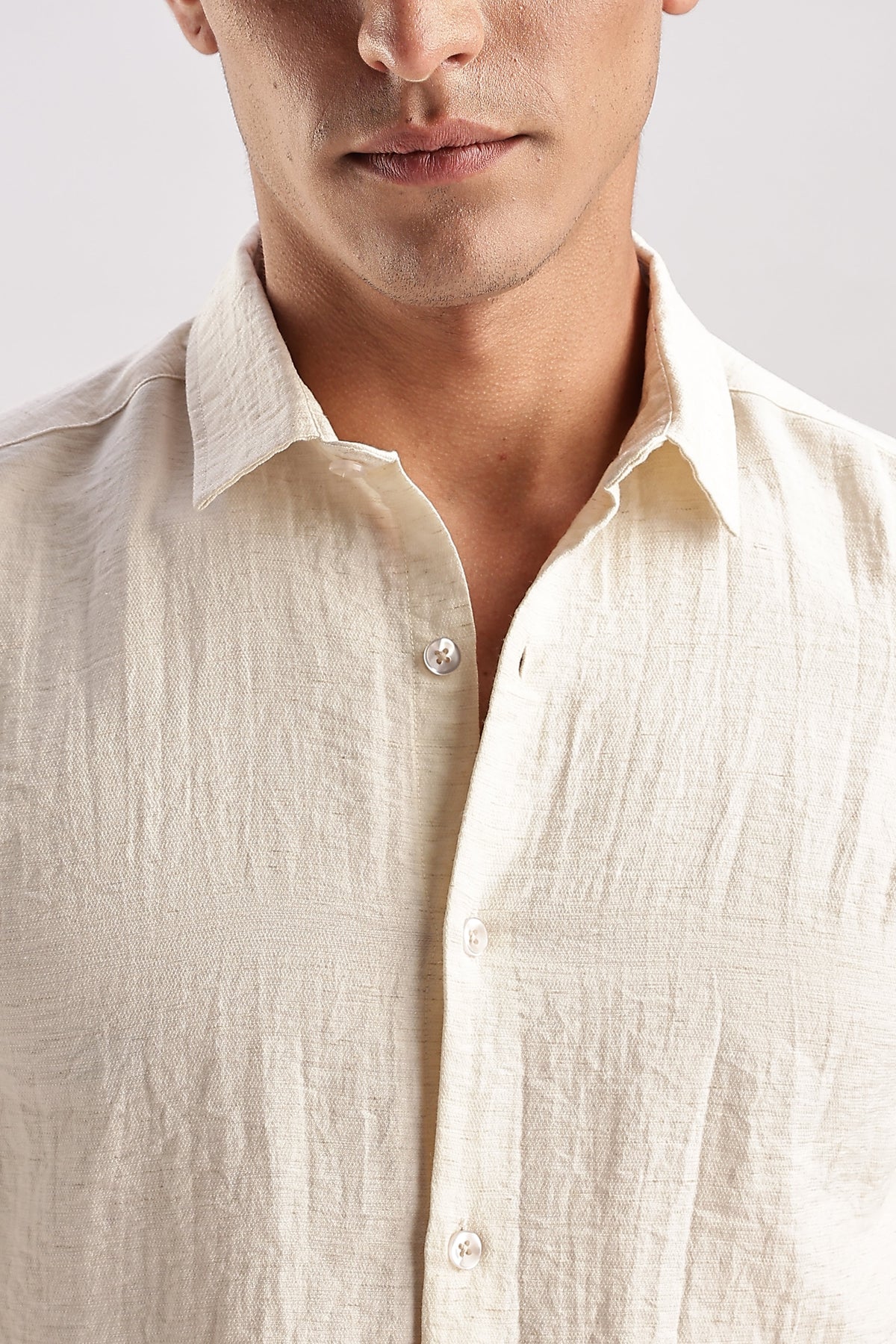 Men Lucas Look Linen Shirt-White