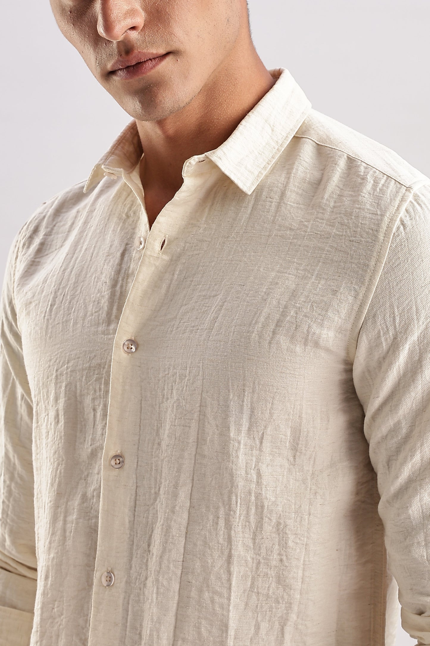 Men Lucas Look Linen Shirt-White