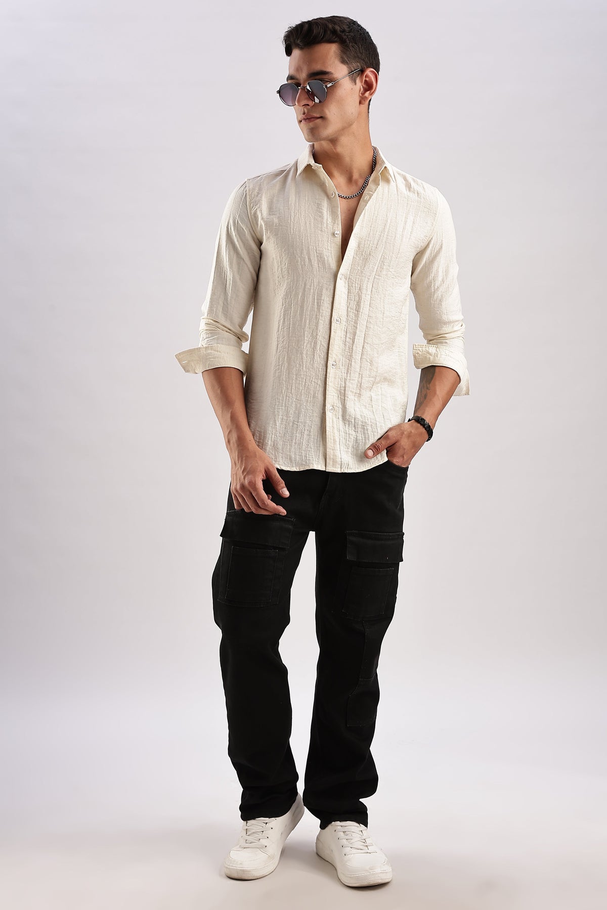 Men Lucas Look Linen Shirt-White