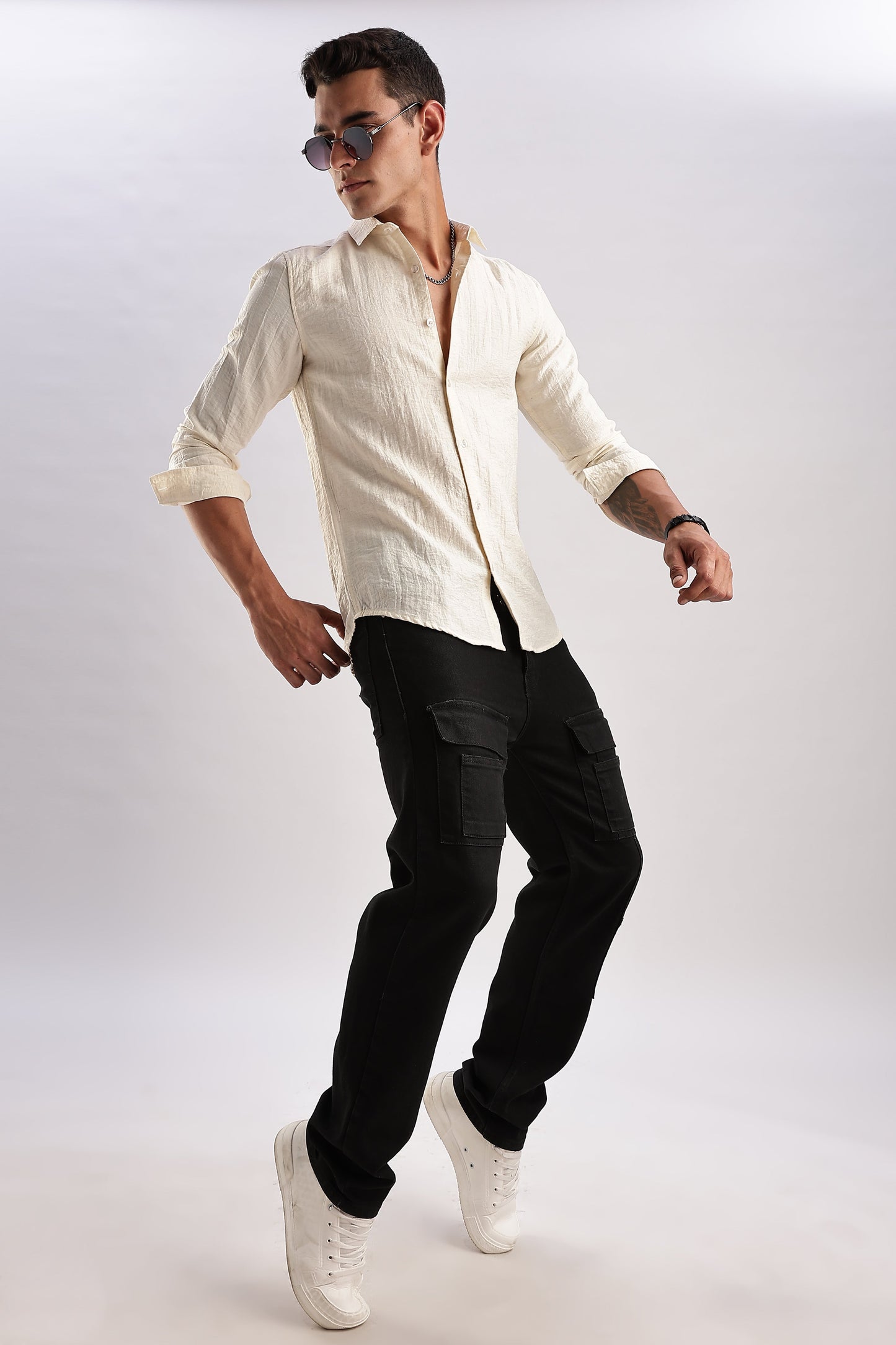Men Lucas Look Linen Shirt-White