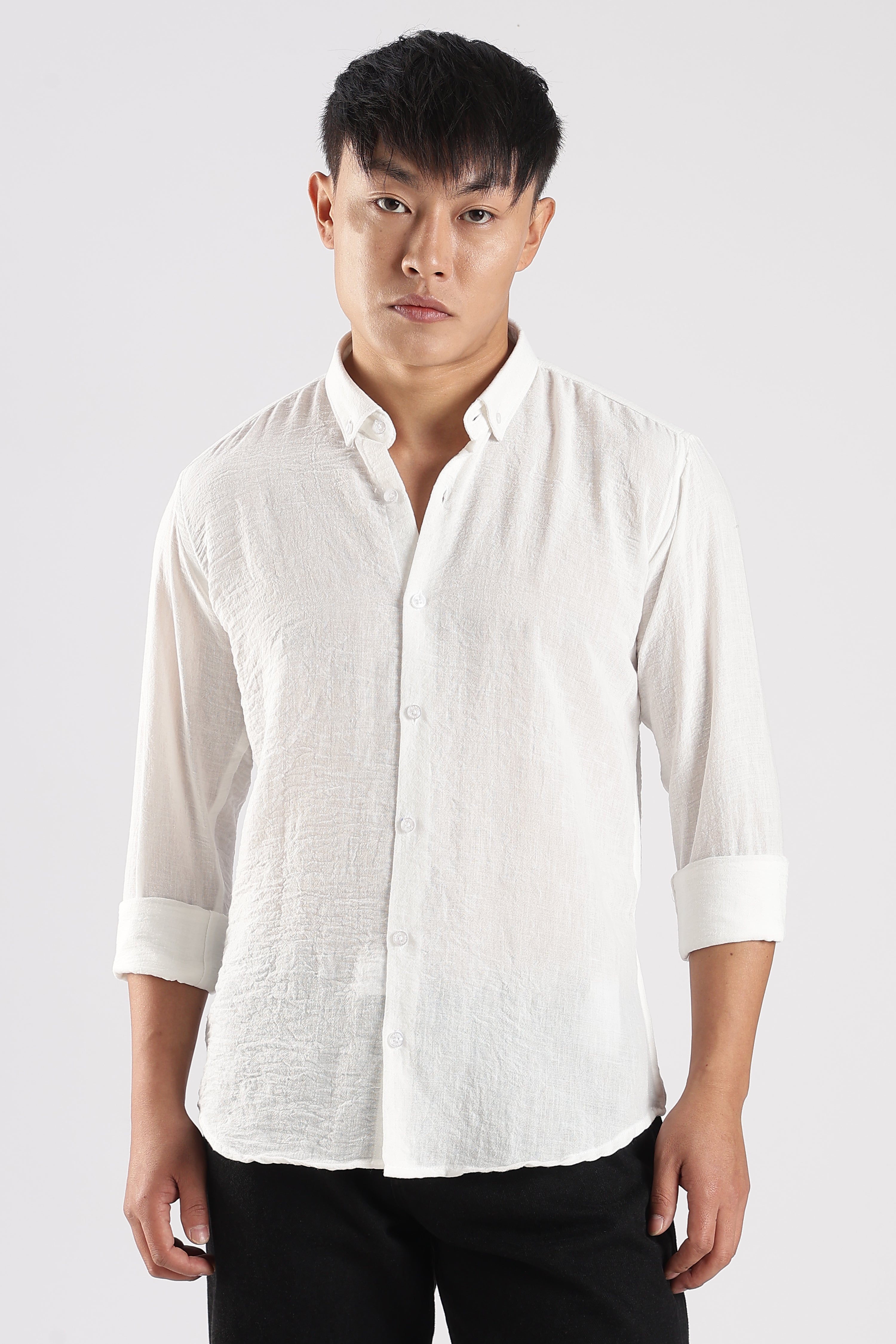 Men Linen Mix Shirts-White