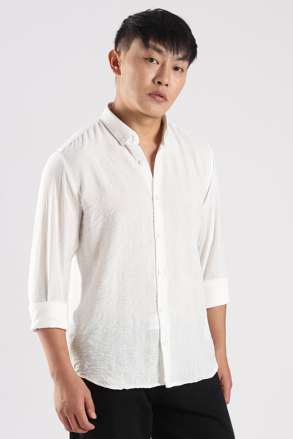 Men Linen Mix Shirts-White