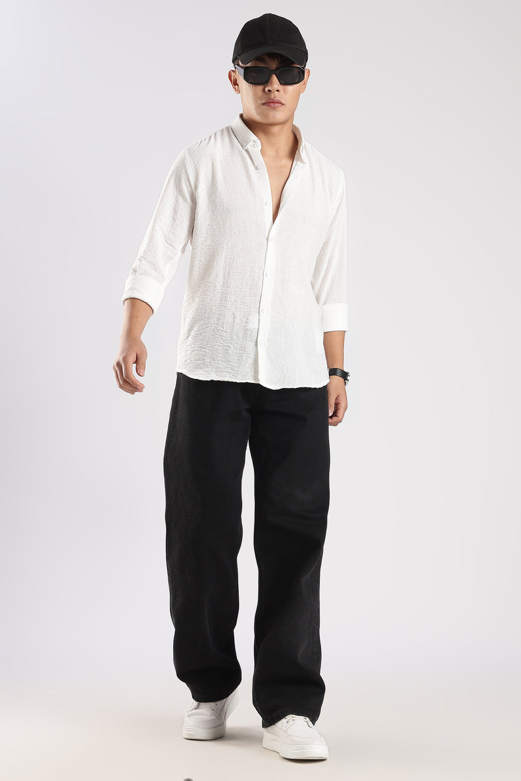 Men Linen Mix Shirts-White
