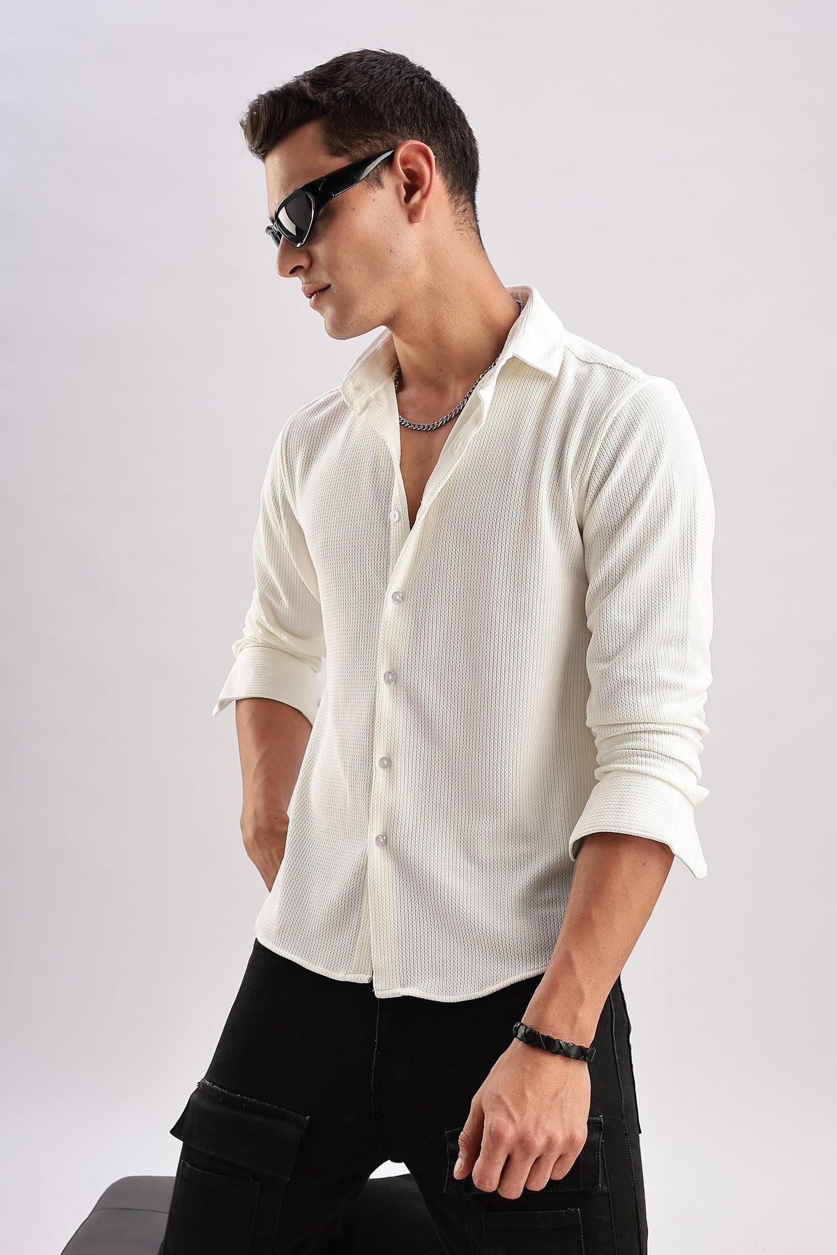 Men Honeycomb TXO Shirts-White