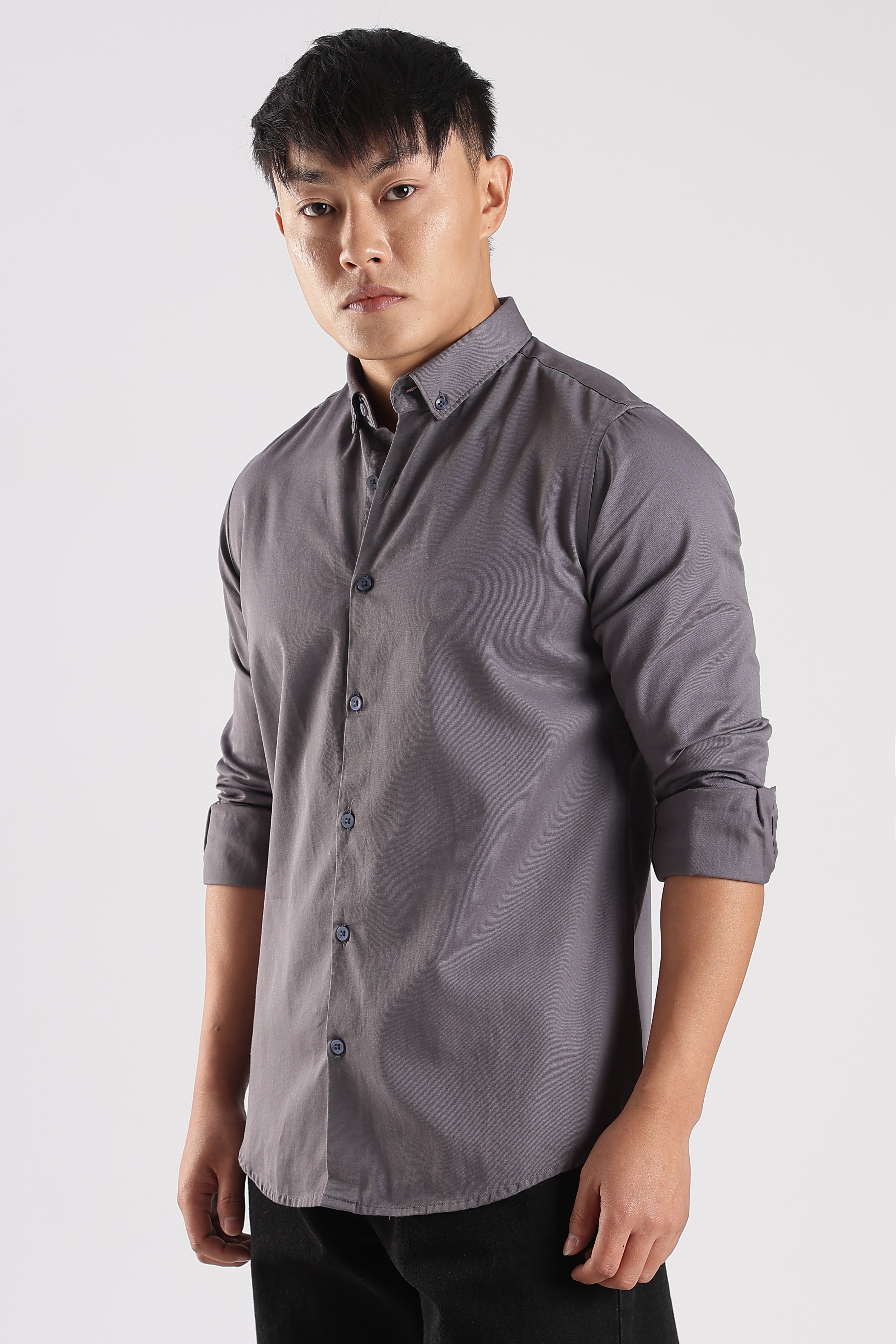 Men Army Twill Shirts-Lt Grey