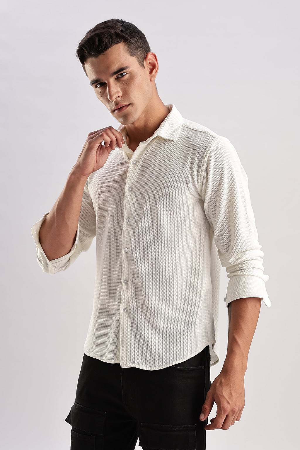 Men Honeycomb TXO Shirts-White
