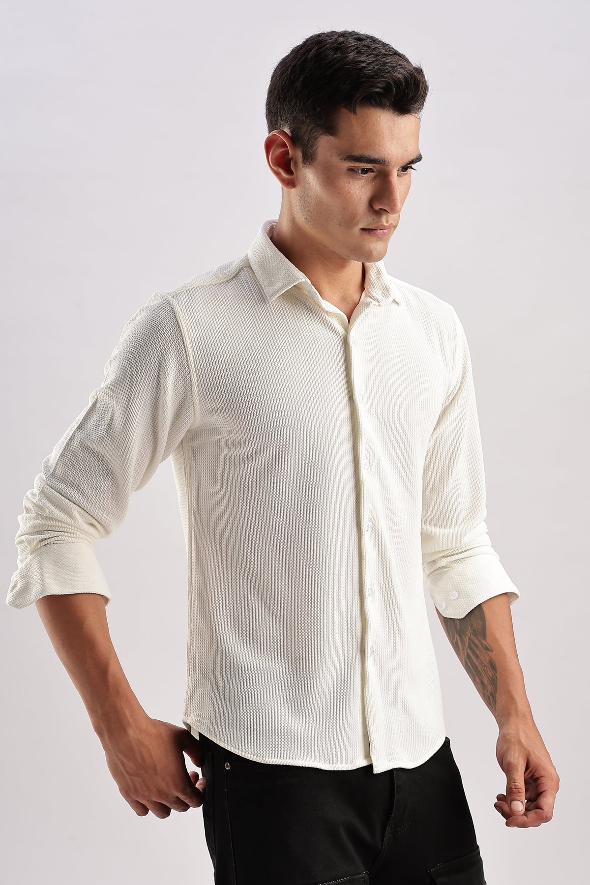 Men Honeycomb TXO Shirts-White