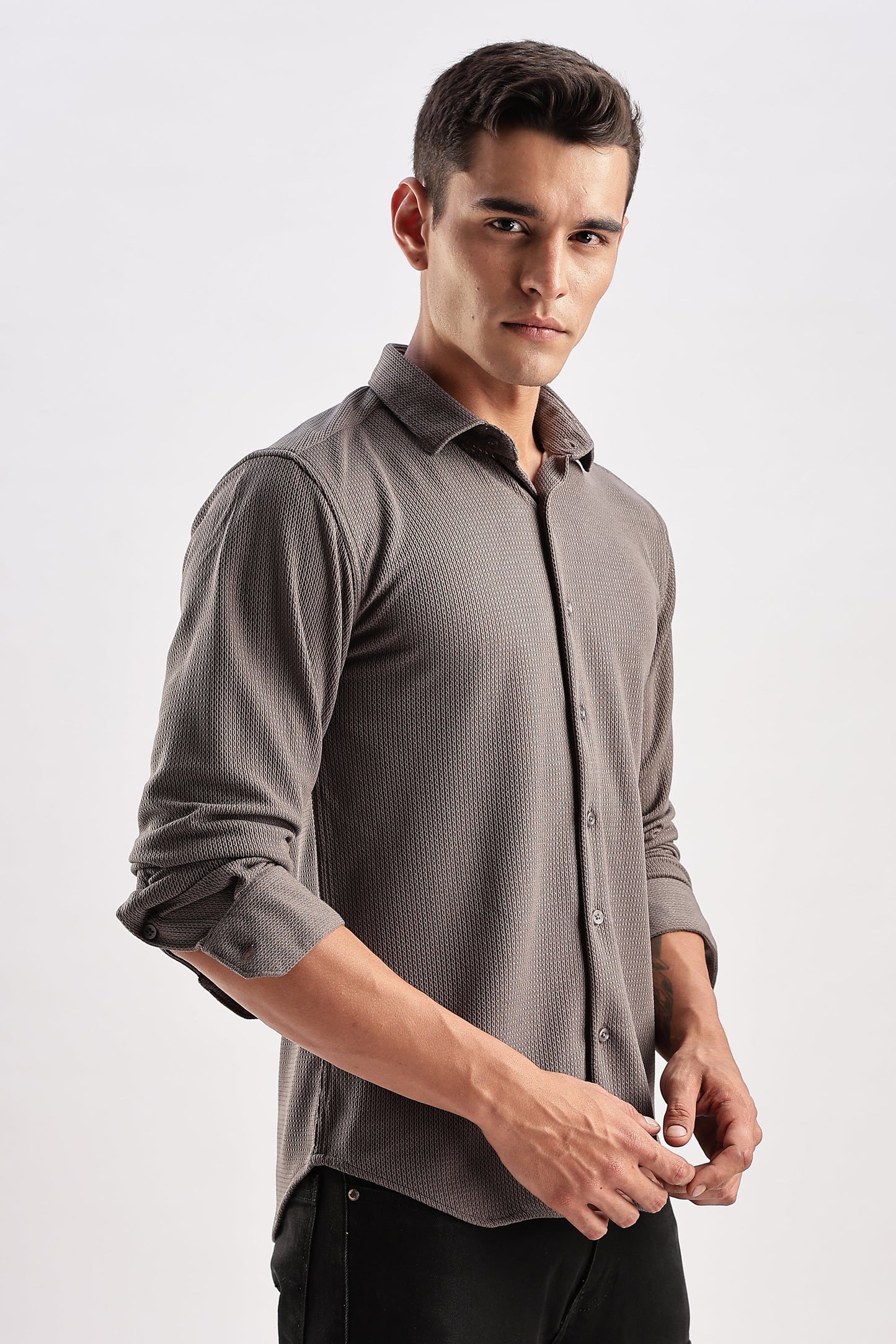 Men Honeycomb TXO Shirts-Grey