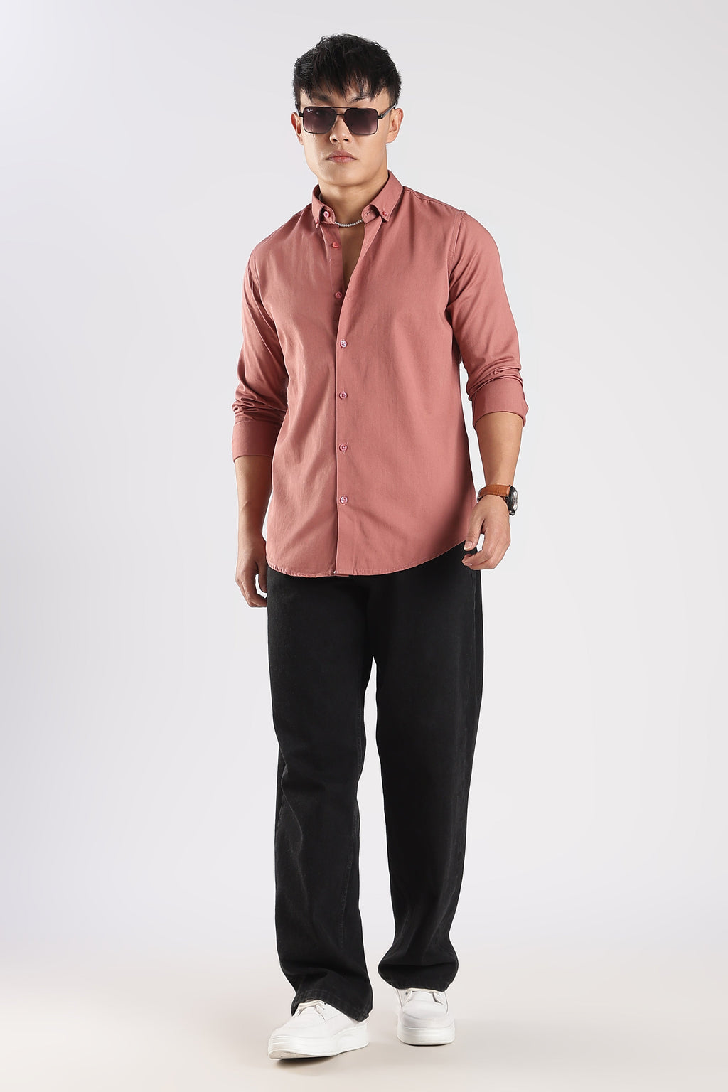 Men Army Twill Shirts-Pink