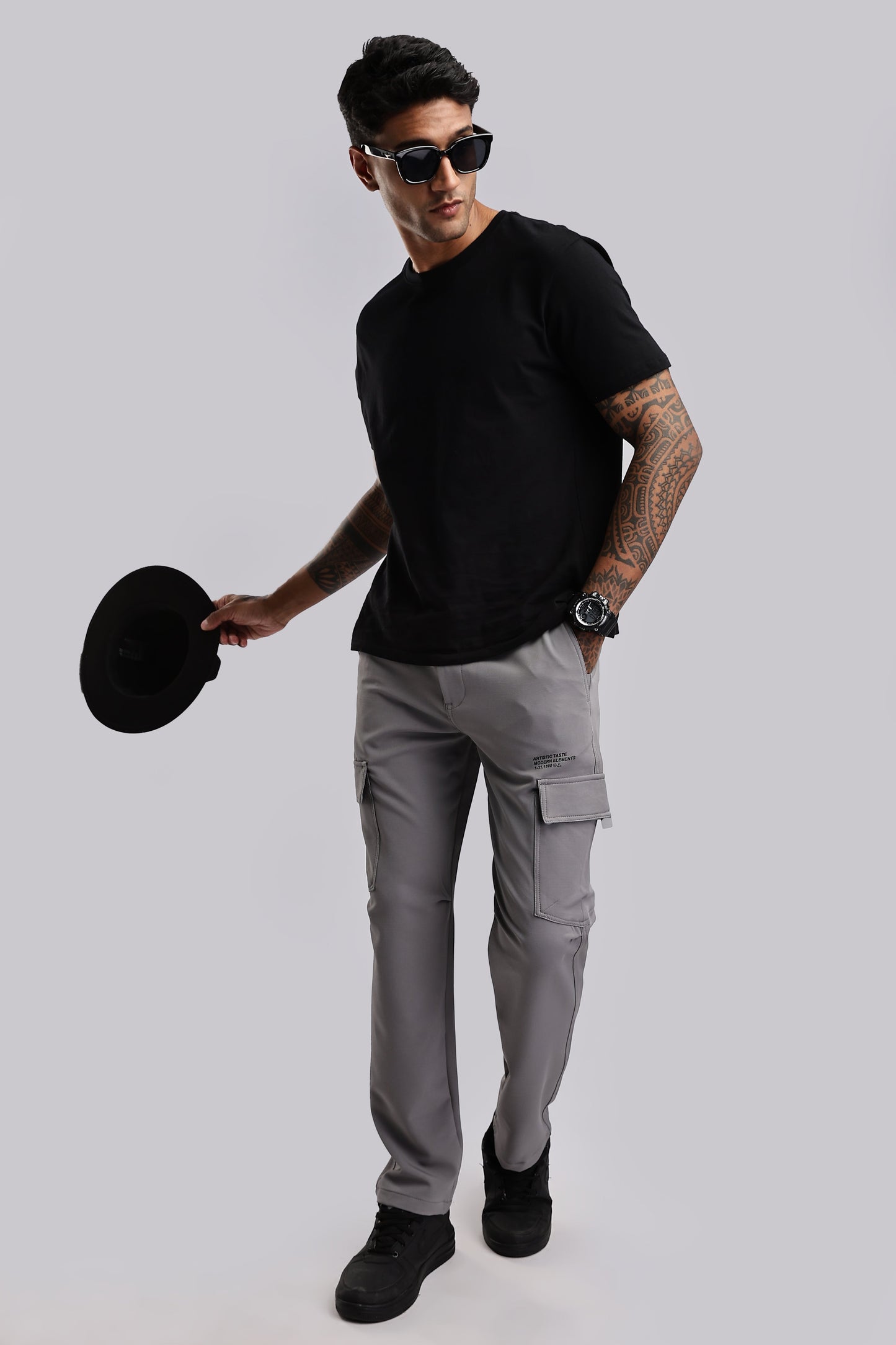 Men Structured Imported Utility Cargo-Lt Grey