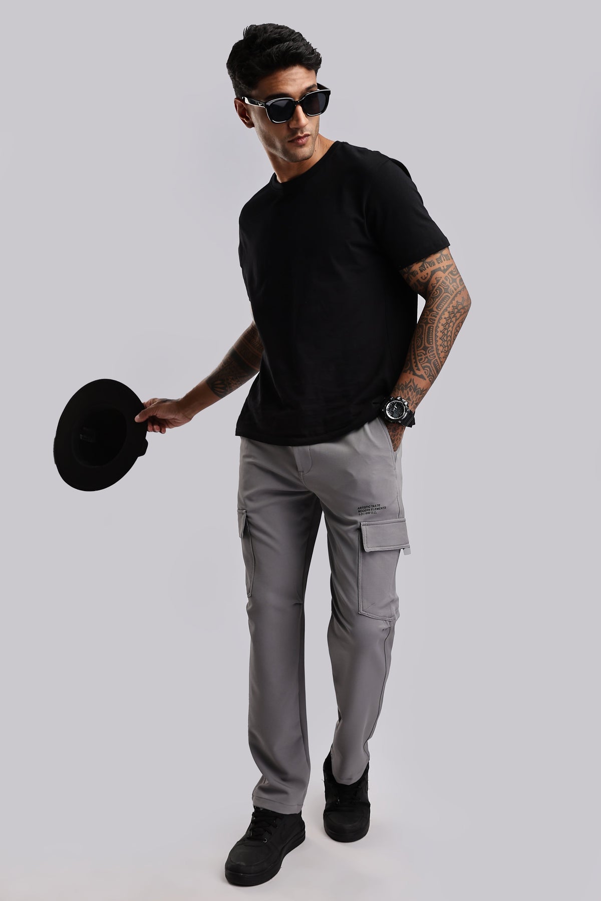 Men Structured Imported Utility Cargo-Lt Grey