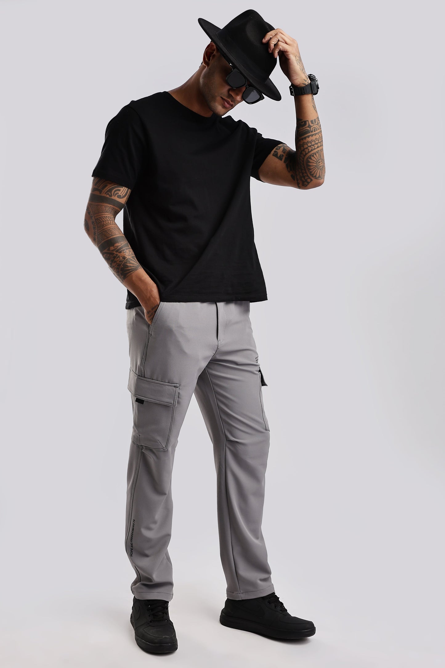 Men Structured Imported Utility Cargo-Lt Grey