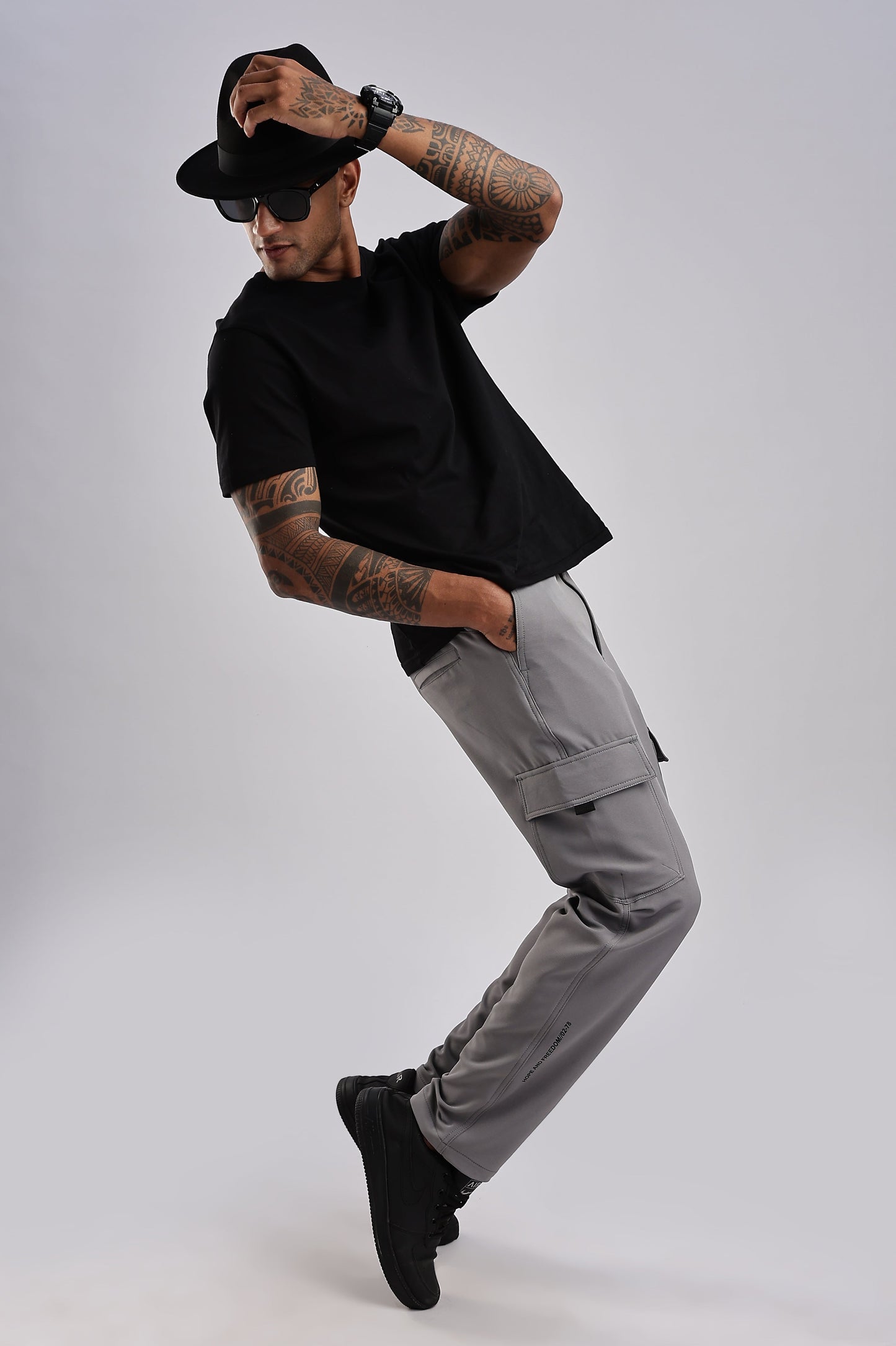 Men Structured Imported Utility Cargo-Lt Grey