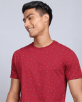 Crew Neck Aop T-Shirt-Red Melange,Navy Blue
