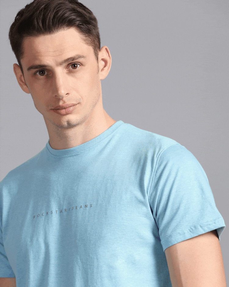 Crewneck Combo T-Shirt -Light Blue,Green