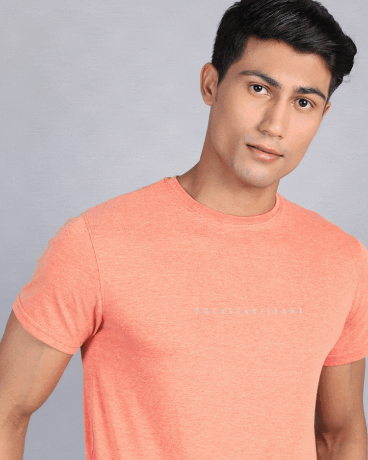 Crewneck Combo T-Shirt -Orange,Blue