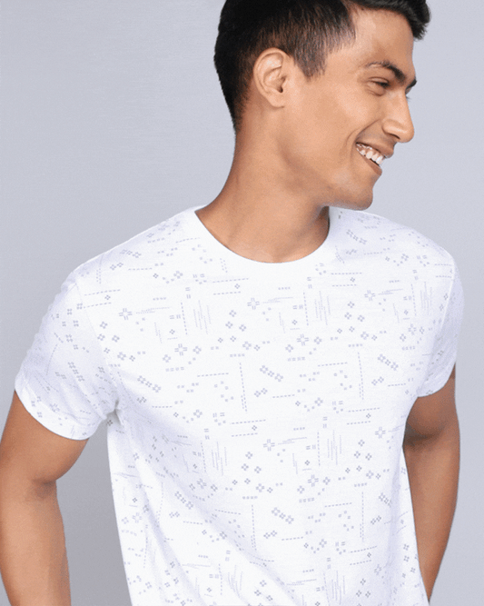 Crew Neck Aop T-Shirt-White,Antra Melange