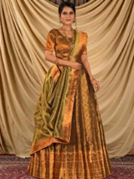 Tissue Copper Gold Designer Lehenga for Women