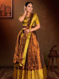 Copper Liril Tissue Fabric Lehenga​ for Women
