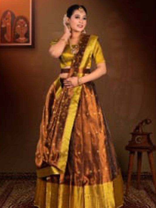 Copper Liril Tissue Fabric Lehenga​ for Women