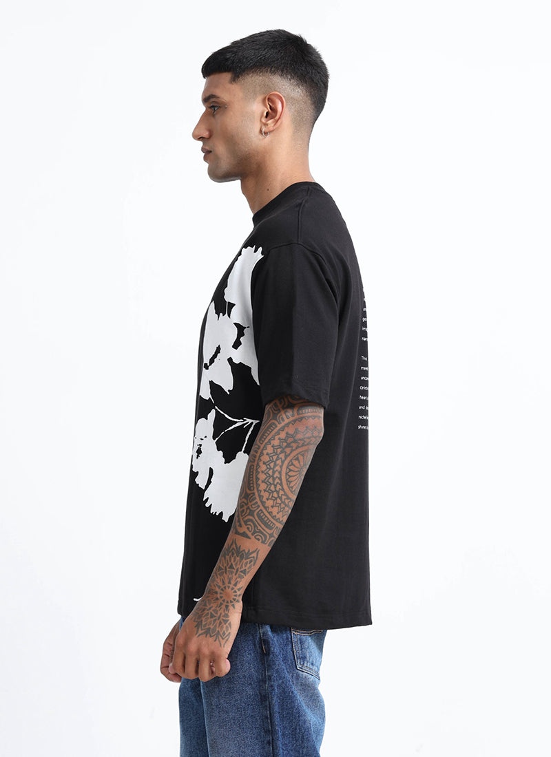 ECLECTIC REALM Oversized Cotton Printed T-Shirt Black