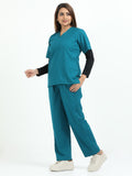 Women’s Emerald Green Medical Scrub Set – V-Neck Top & Straight Pants | 2-Way Stretch, Antibacterial & Breathable Fabric – Apollo