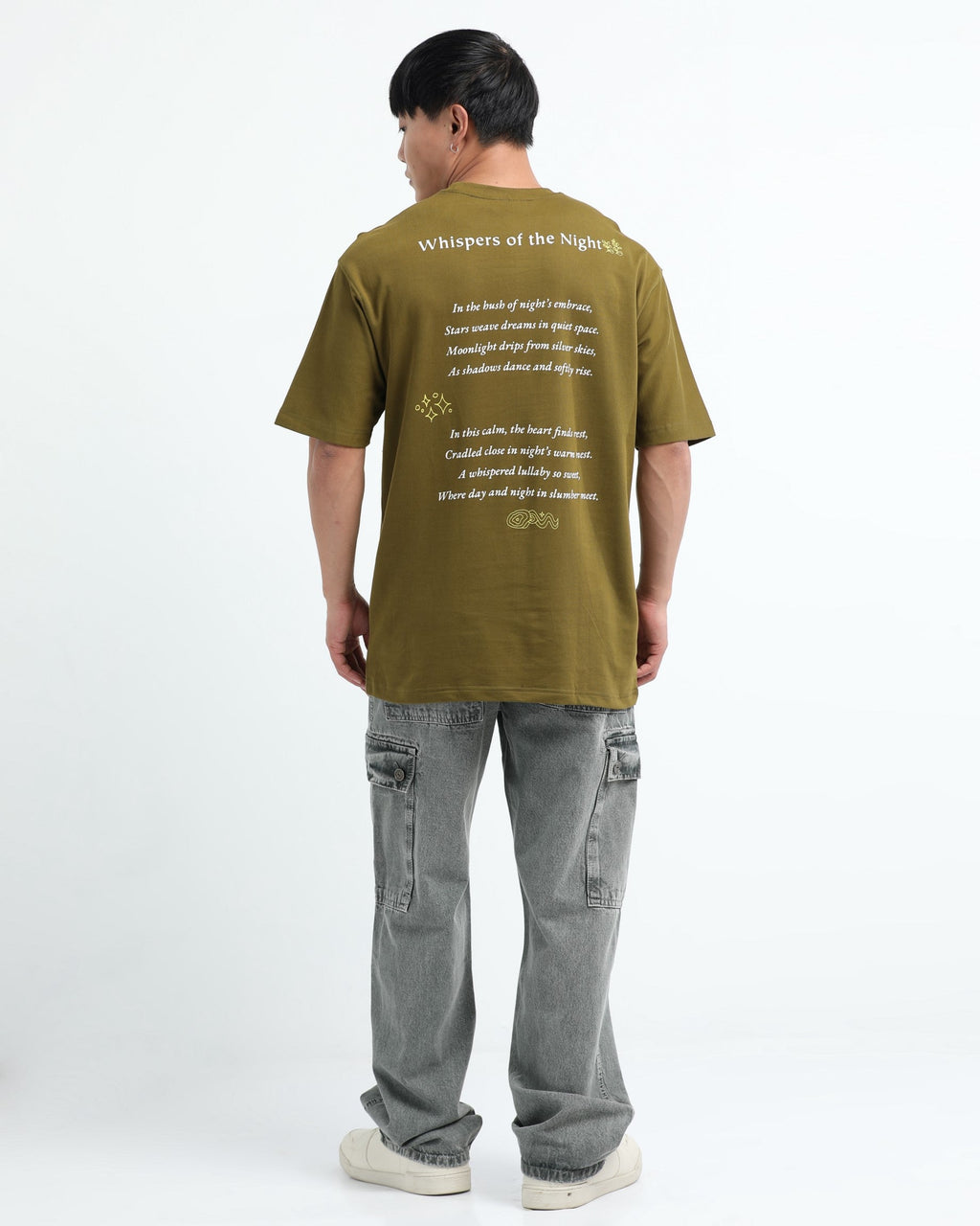 WHISPERS OF THE NIGHT MOSS GREEN TEE - Relaxed Fit