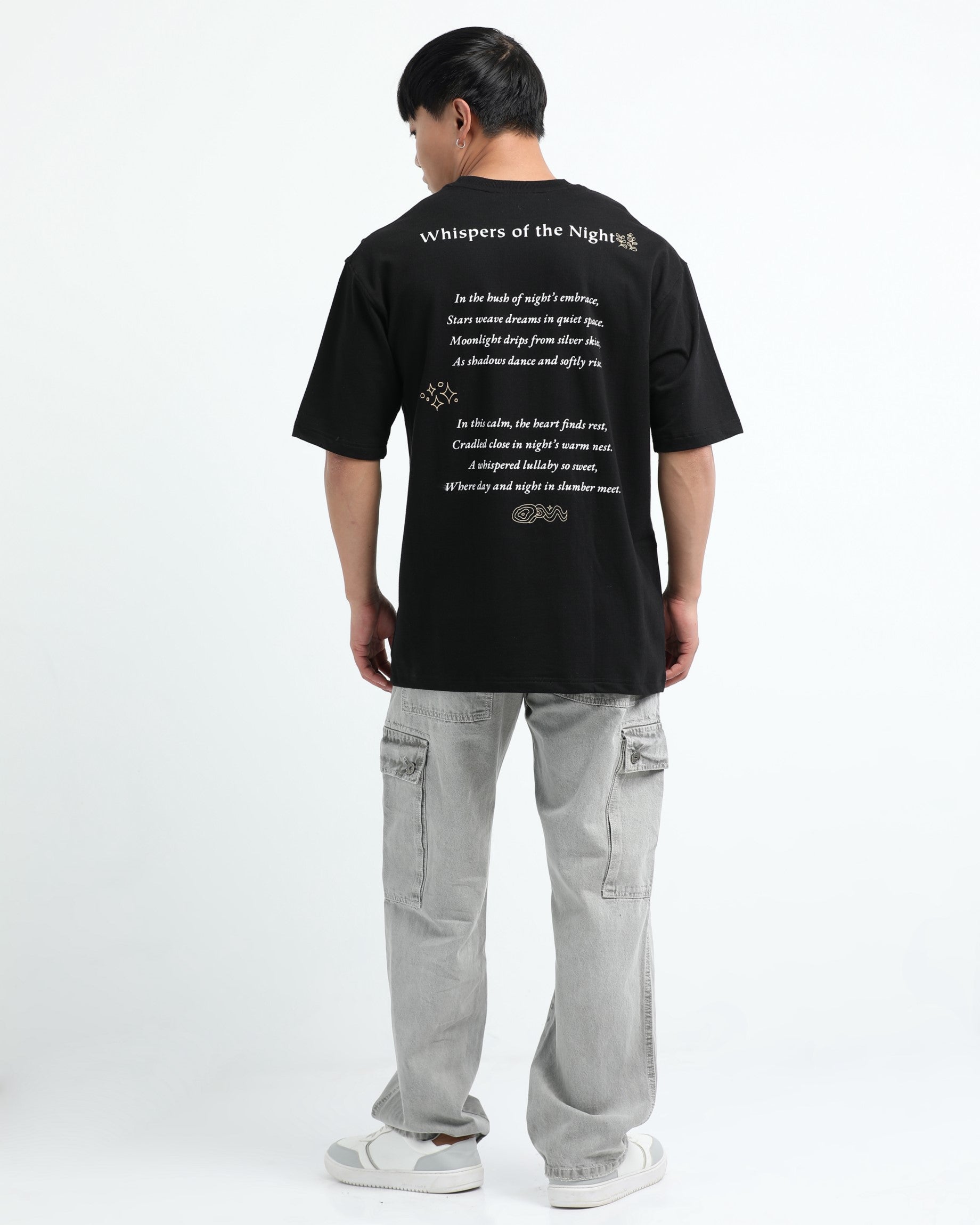 WHISPERS OF THE NIGHT BLACK TEE - Relaxed Fit