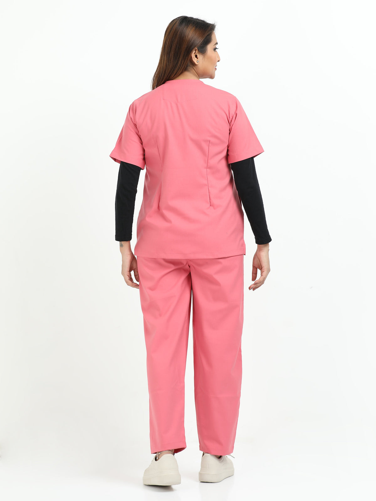 Women’s Mauve Medical Scrub Set – V-Neck Top & Straight Pants | Twill Fabric, Antibacterial & Lightweight – Eco Flex