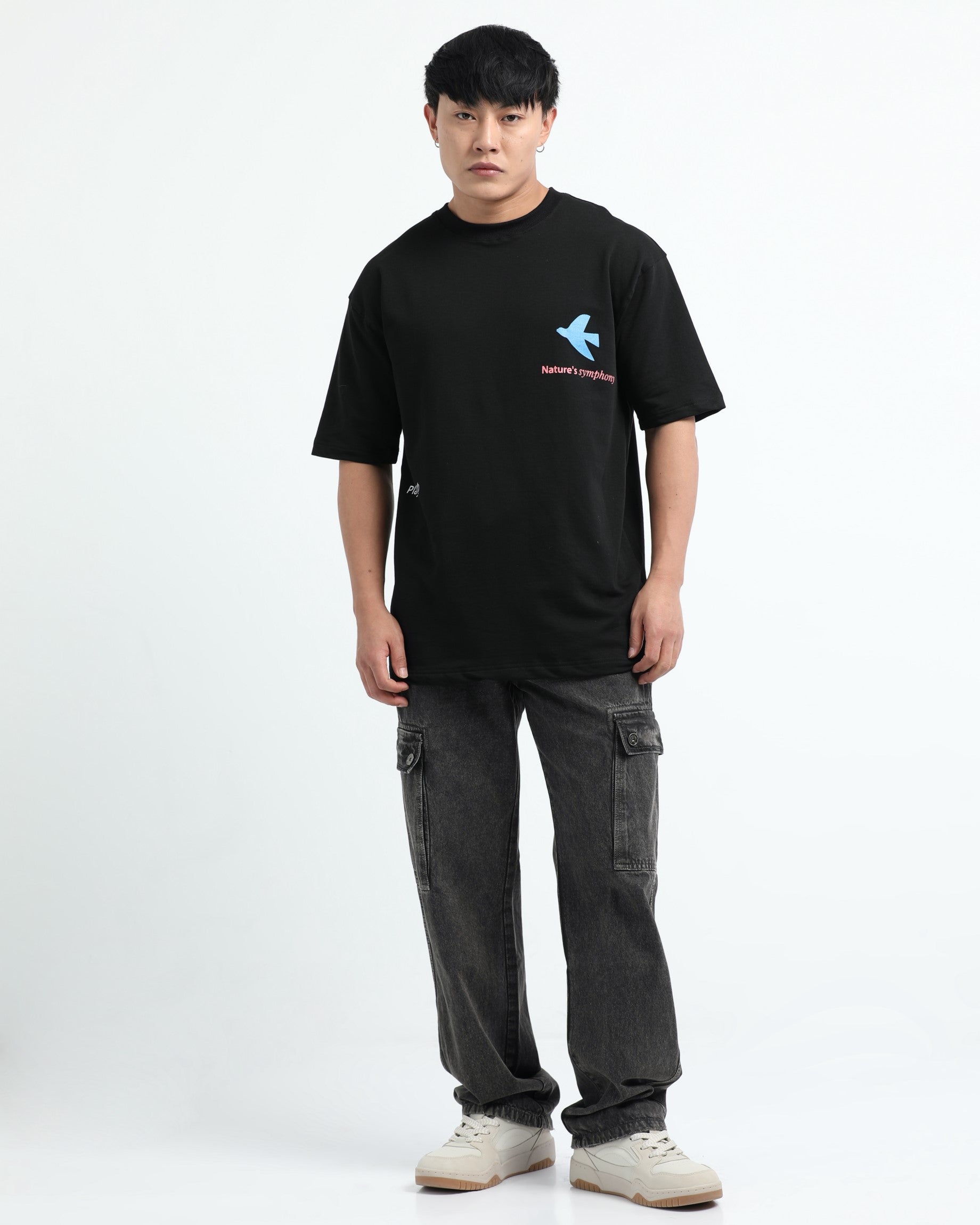 SERENITY BLACK TEE - Relaxed Fit