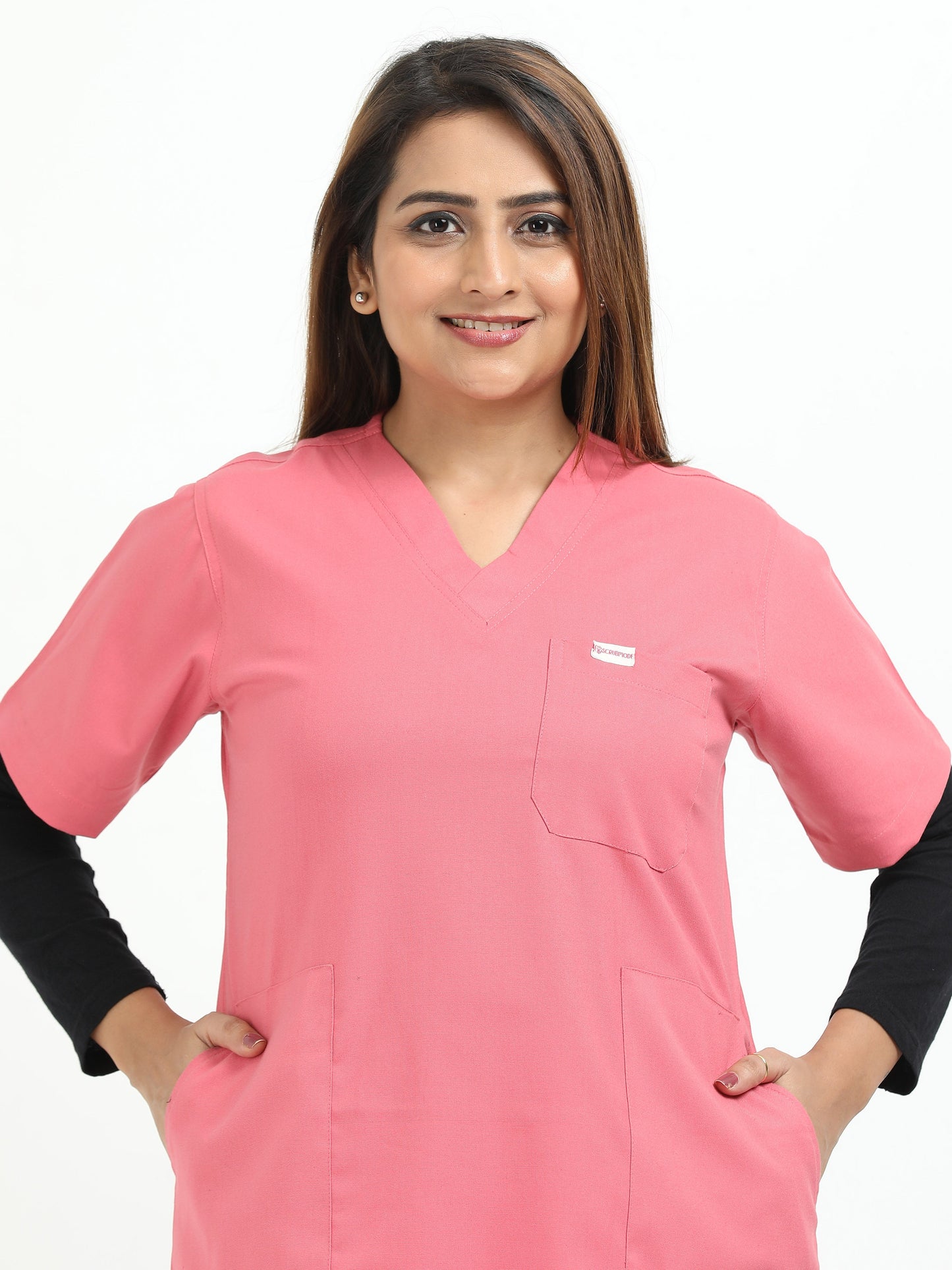 Women’s Mauve Medical Scrub Set – V-Neck Top & Straight Pants | 2-Way Stretch, Antibacterial & Lightweight Fabric – Apollo