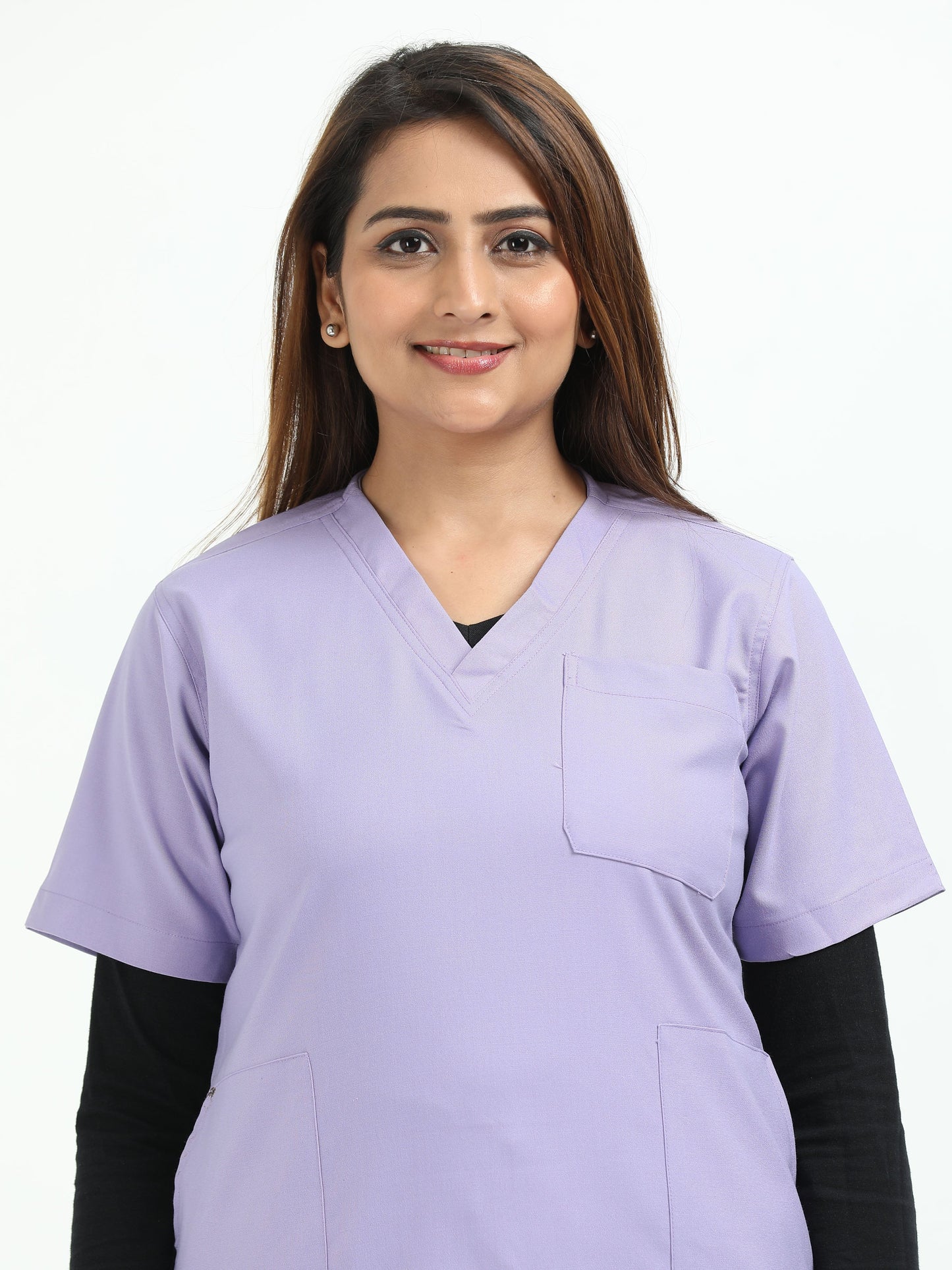 Women’s Pastel Lilac Medical Scrub Set – V-Neck Top & Straight Pants | 2-Way Stretch, Antibacterial & Soft Comfort Fabric – Apollo