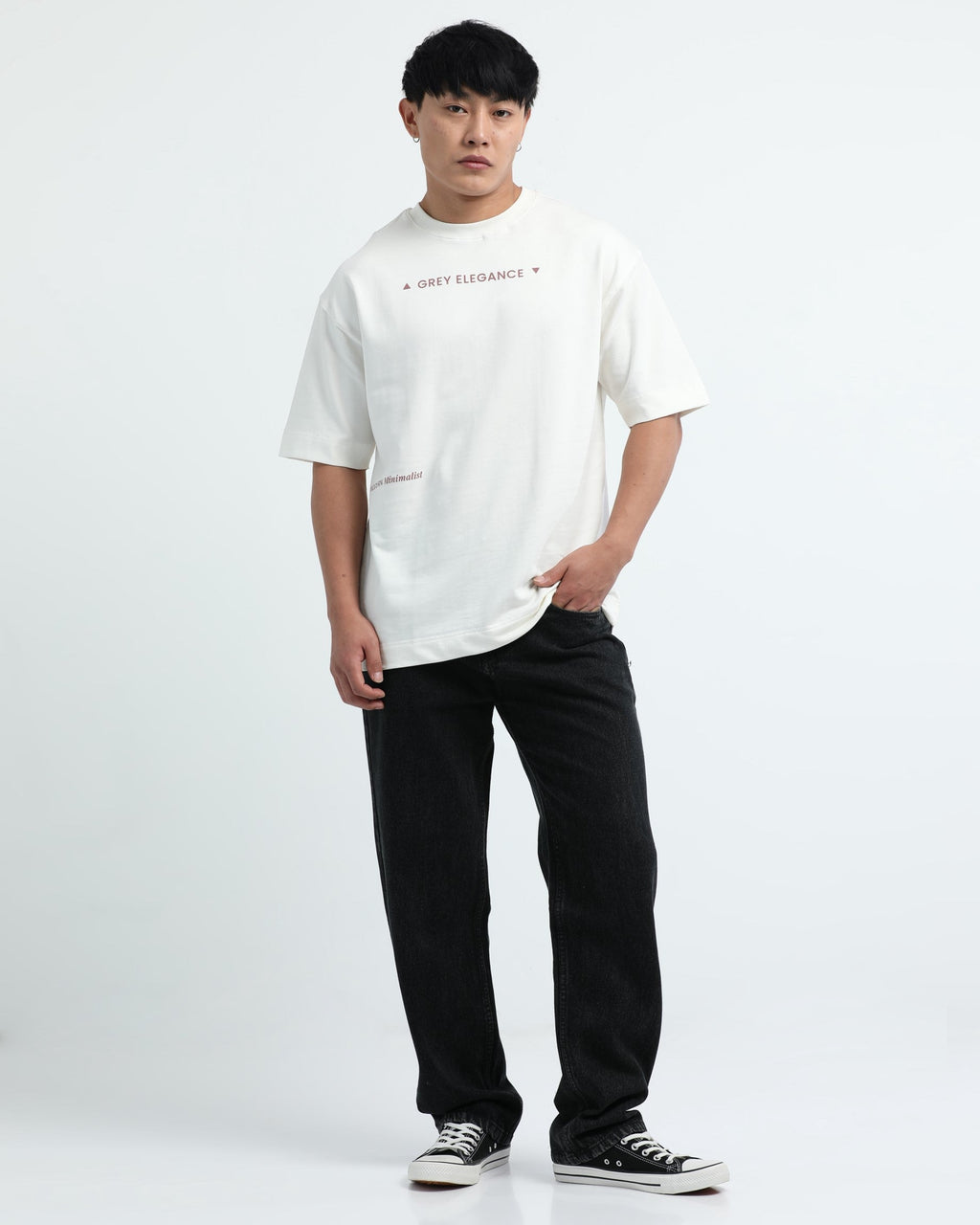 GREY ELEGANCE OFF WHITE TEE - Relaxed Fit