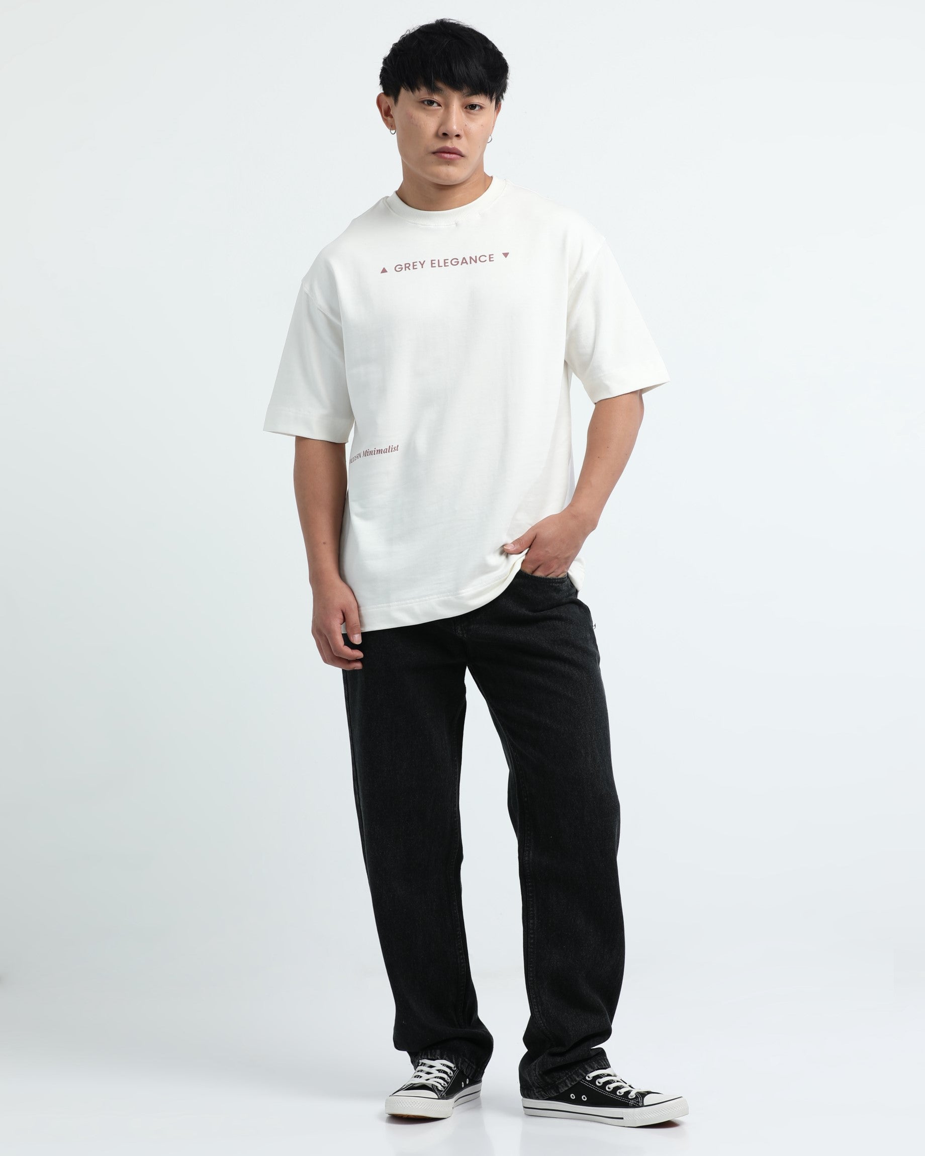 GREY ELEGANCE OFF WHITE TEE - Relaxed Fit
