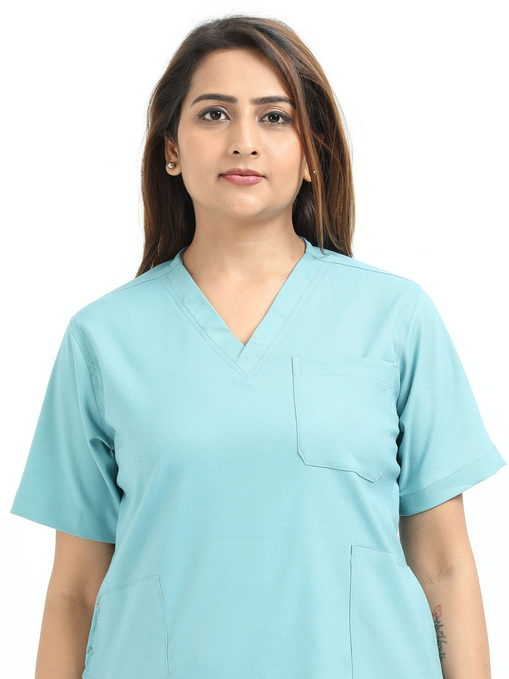Women’s Eucalyptus Green Medical Scrub Set – V-Neck Top & Straight Pants | 2-Way Stretch, Breathable & Antibacterial Fabric – Apollo