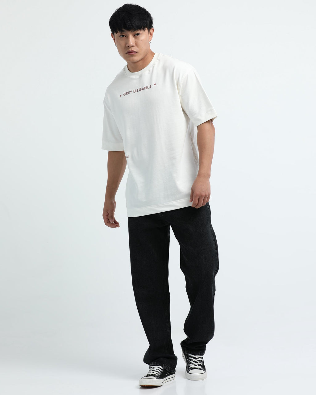 GREY ELEGANCE OFF WHITE TEE - Relaxed Fit