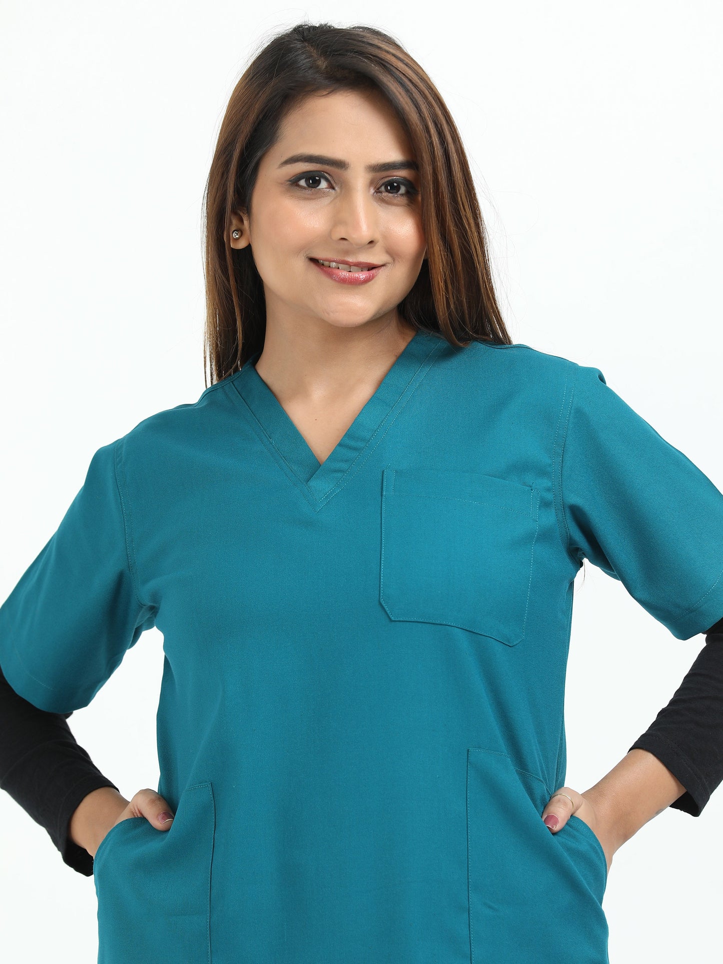 Women’s Emerald Green Medical Scrub Set – V-Neck Top & Straight Pants | Twill Fabric, Antibacterial & Breathable – Eco Flex