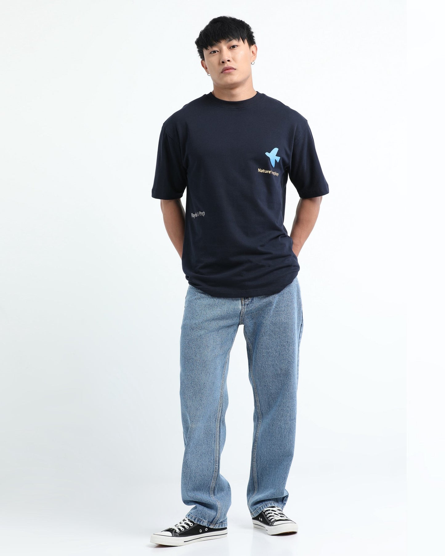 SERENITY NAVY BLUE TEE - Relaxed Fit
