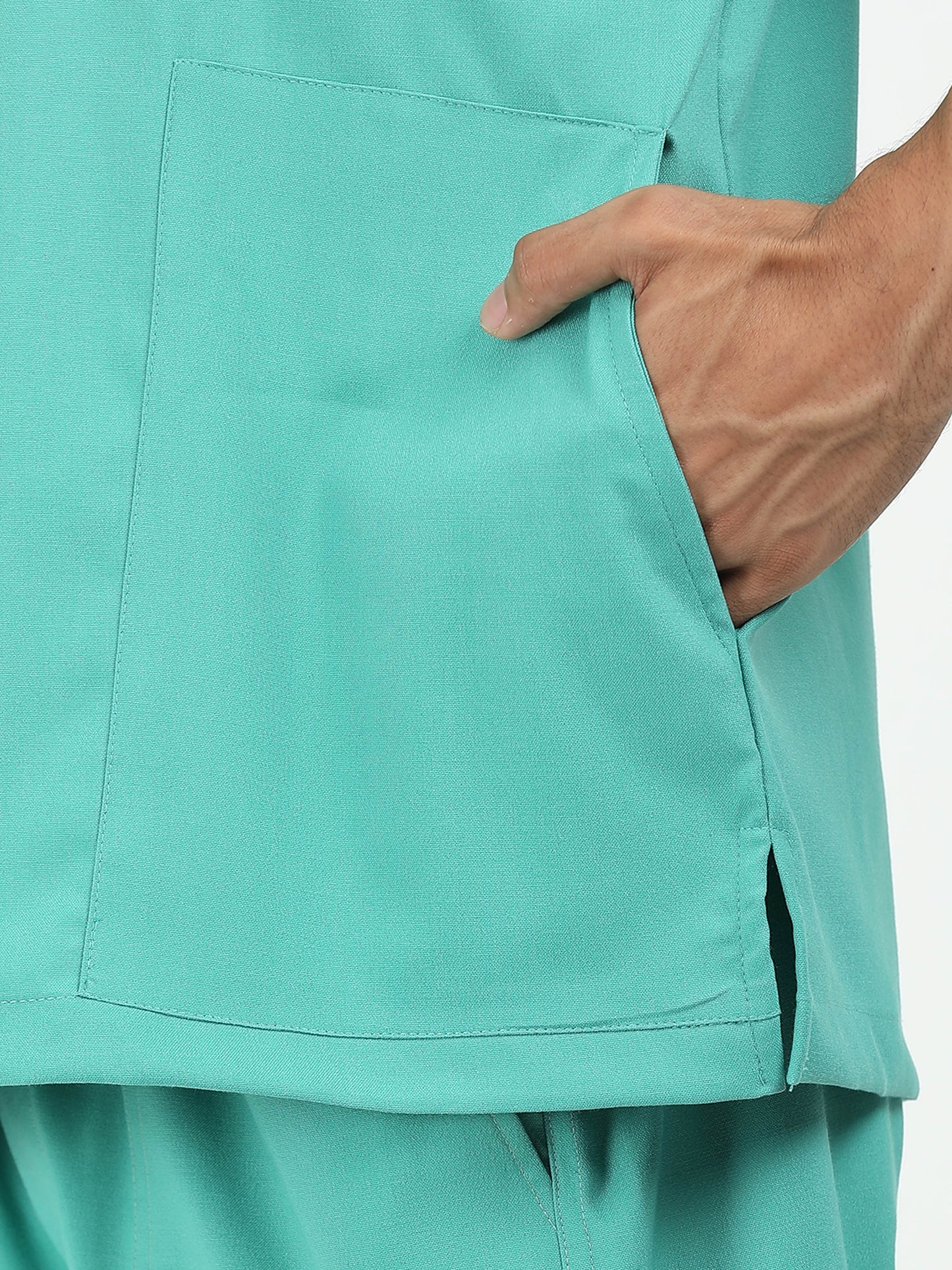 Men’s Sea Green Medical Scrub Set – V-Neck Top & Straight Pants | Twill Fabric, Antibacterial & Breathable – Eco Flex