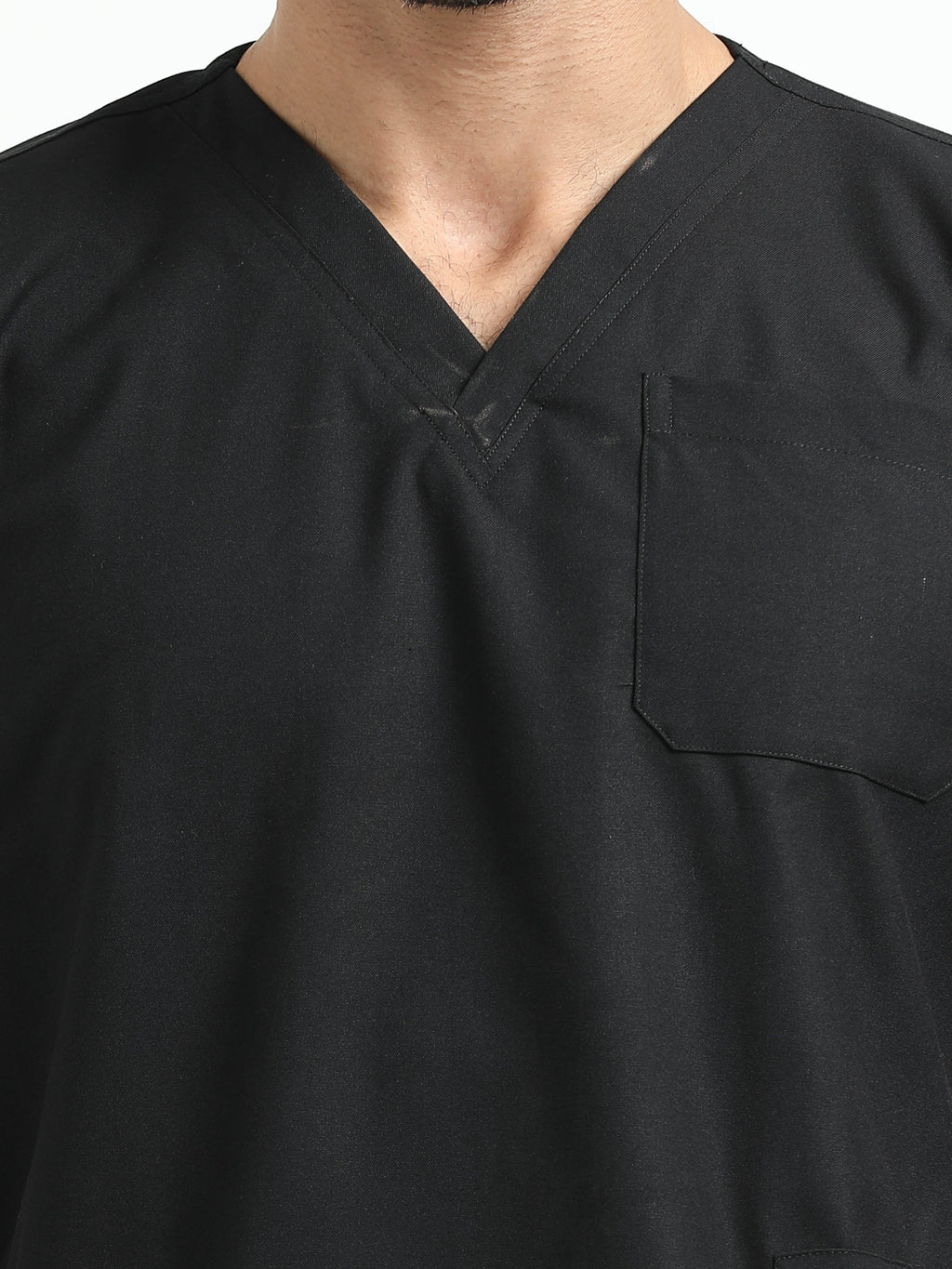 Men’s Black Knight Medical Scrub Set – V-Neck Top & Straight Pants | 2-Way Stretch, Antibacterial & Fade-Proof – Apollo