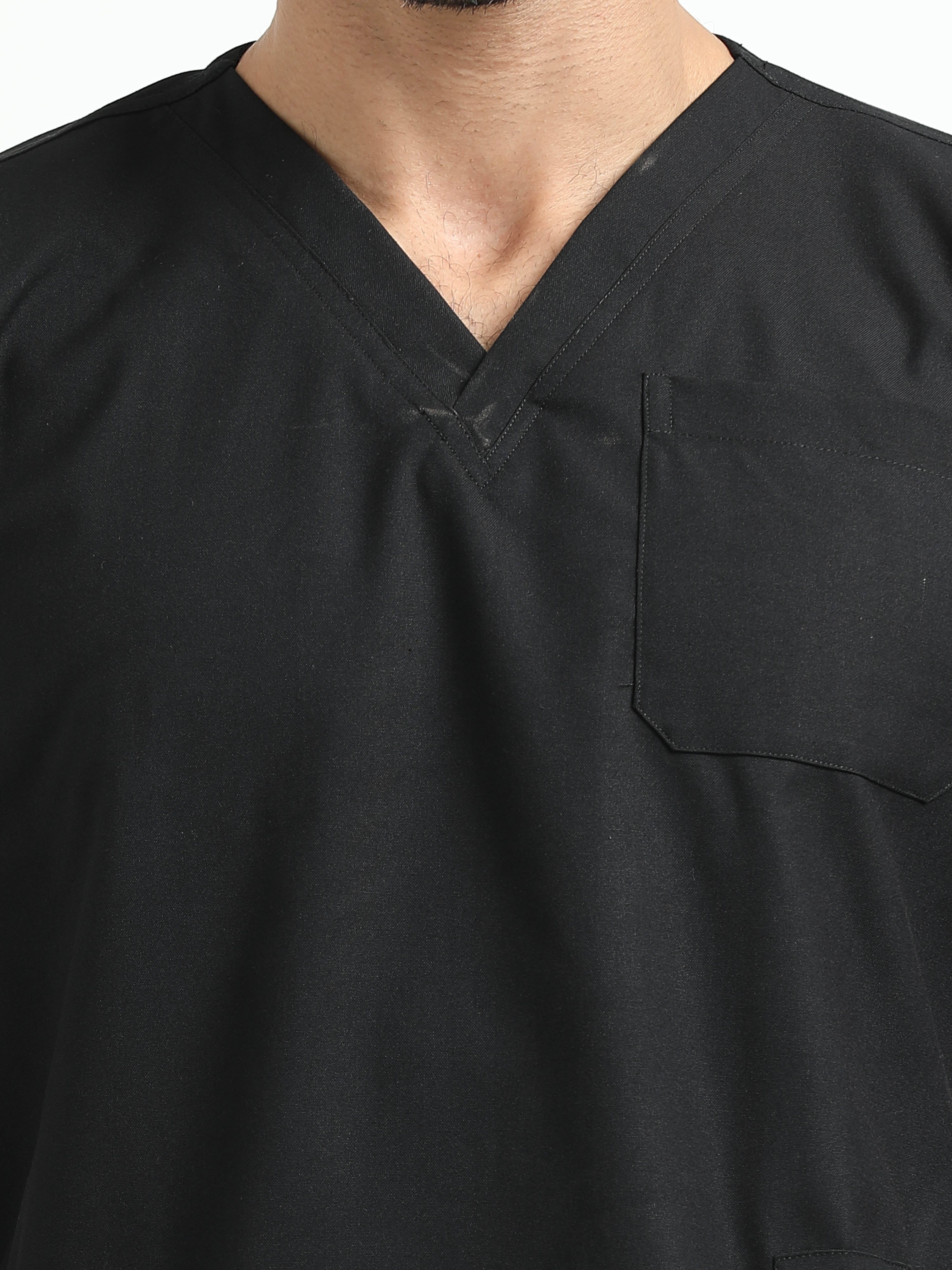 Men’s Black Knight Medical Scrub Set – V-Neck Top & Straight Pants | 2-Way Stretch, Antibacterial & Fade-Proof – Apollo