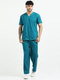 Men’s Emerald Green Medical Scrub Set – V-Neck Top & Straight Pants | 2-Way Stretch, Breathable & Antibacterial – Apollo