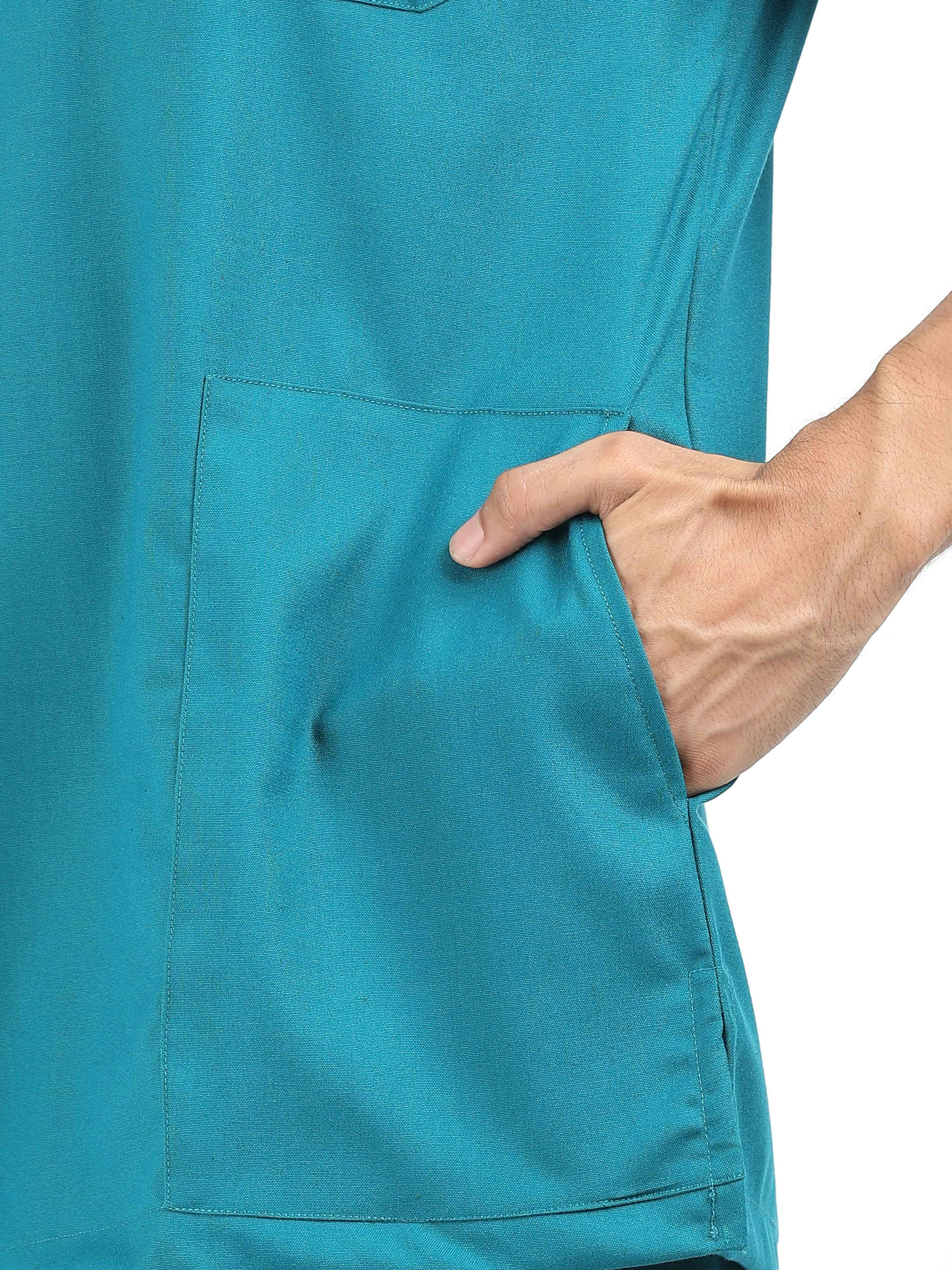 Men’s Emerald Green Medical Scrub Set – V-Neck Top & Straight Pants | 2-Way Stretch, Breathable & Antibacterial – Apollo