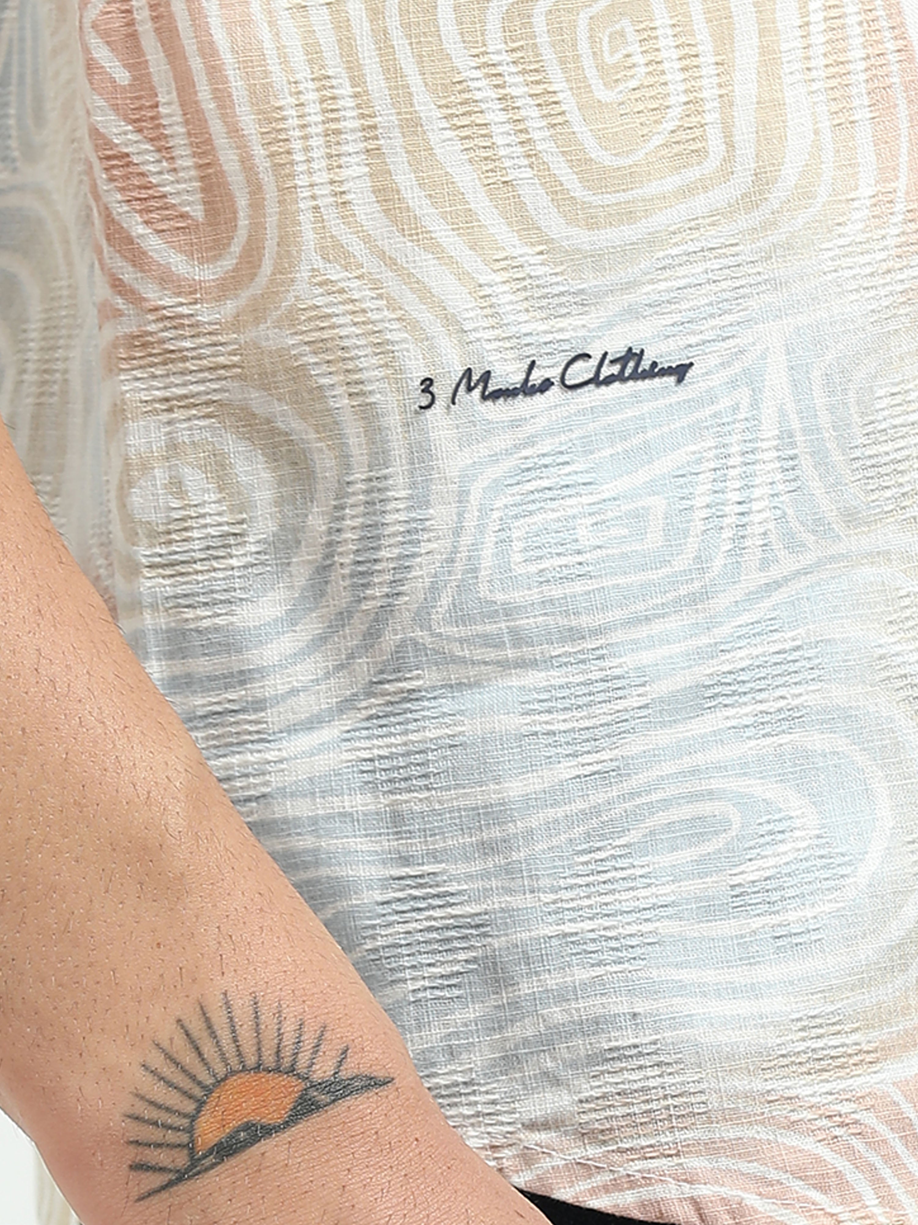 Men’s Pastel Abstract Print Cotton Linen Shirt