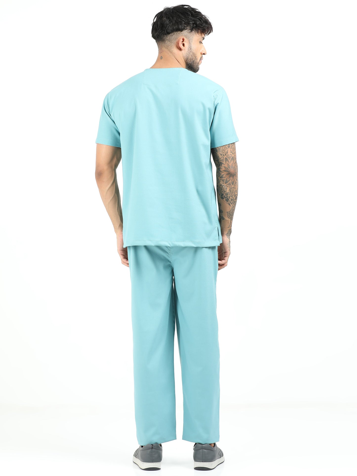 Men’s Eucalyptus Medical Scrub Set – V-Neck Top & Straight Pants | 2-Way Stretch, Lightweight & Breathable – Apollo