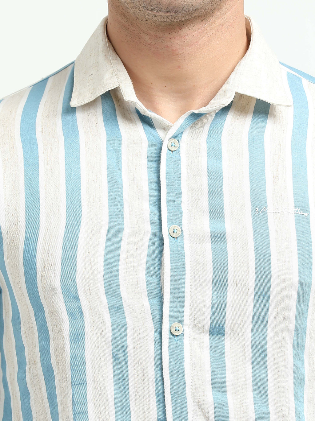 Men’s Blue & White Striped Linen Cotton Shirt