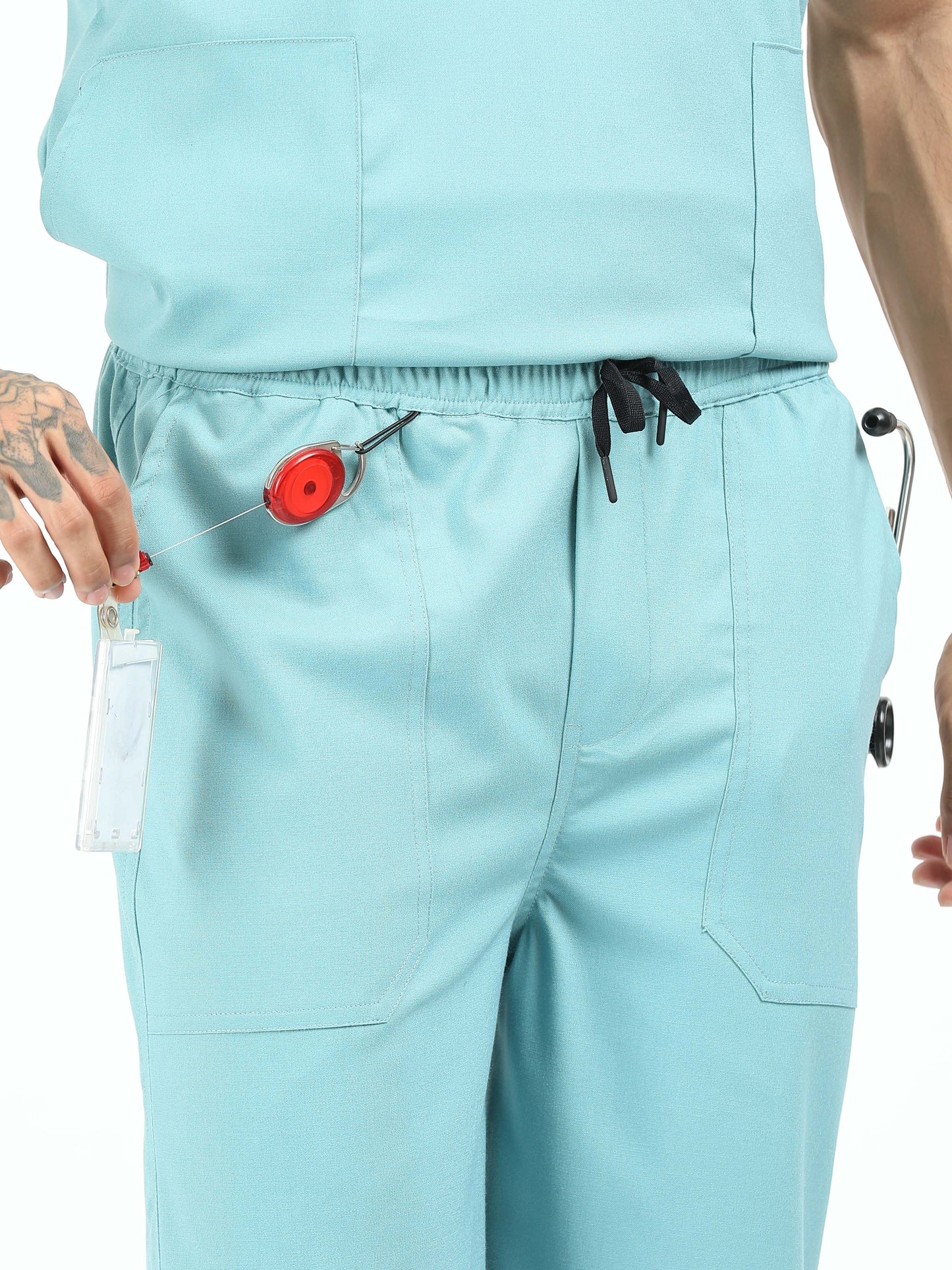 Men’s Eucalyptus Medical Scrub Set – V-Neck Top & Straight Pants | 2-Way Stretch, Lightweight & Breathable – Apollo