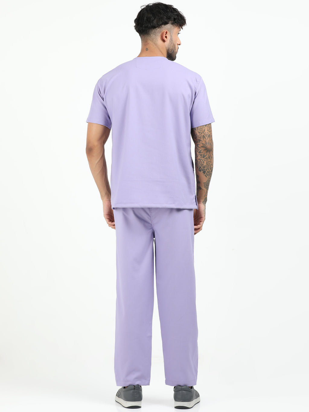Men’s Pastel Lilac Medical Scrub Set – V-Neck Top & Straight Pants | 2-Way Stretch, Soft & Antibacterial Comfort – Apollo