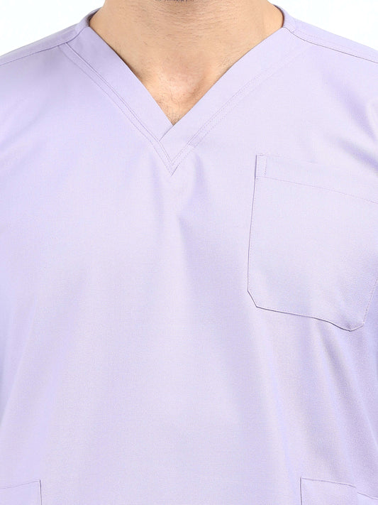 Men’s Pastel Lilac Medical Scrub Set – V-Neck Top & Straight Pants | 2-Way Stretch, Soft & Antibacterial Comfort – Apollo