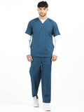Men’s Galaxy Blue Medical Scrub Set – V-Neck Top & Straight Pants | 2-Way Stretch, Durable & Antibacterial – Apollo